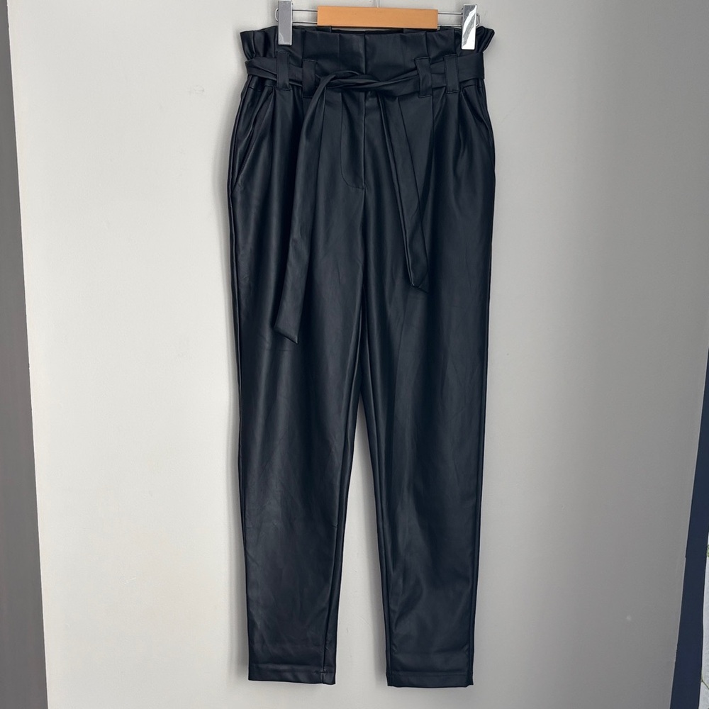 Revamped Charcoal Faux Leather Trousers